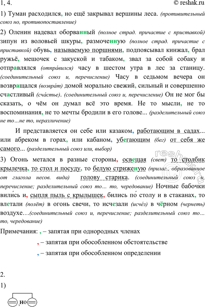 Изображение 204 1. Спишите отрывки из повести Л. Н. Толстого «Казаки», вставляя пропущенные буквы и знаки препинания. Если буква пропущена в корне, перед этим словом пишите...